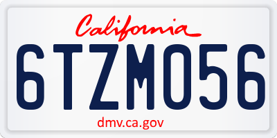 CA license plate 6TZM056