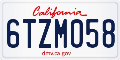 CA license plate 6TZM058