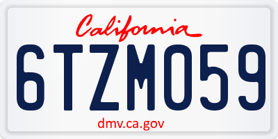 CA license plate 6TZM059