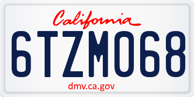 CA license plate 6TZM068