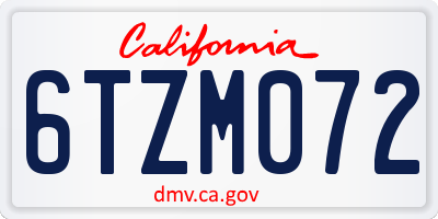 CA license plate 6TZM072