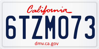 CA license plate 6TZM073
