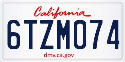 CA license plate 6TZM074