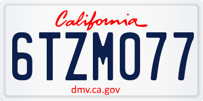 CA license plate 6TZM077
