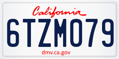 CA license plate 6TZM079