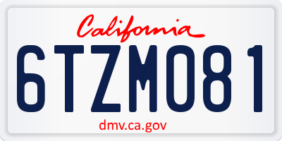 CA license plate 6TZM081