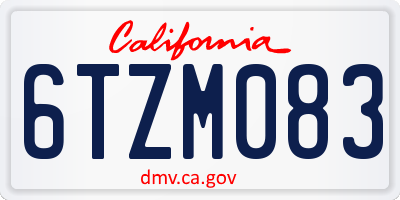 CA license plate 6TZM083