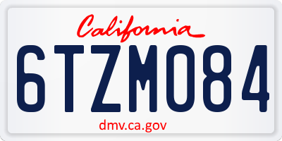 CA license plate 6TZM084