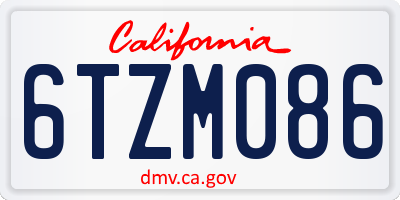 CA license plate 6TZM086