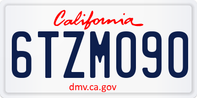 CA license plate 6TZM090