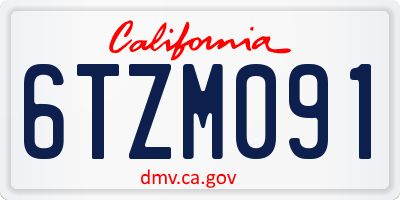CA license plate 6TZM091