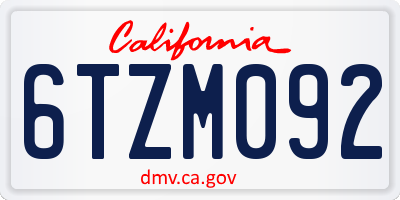 CA license plate 6TZM092