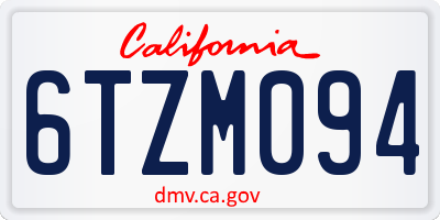 CA license plate 6TZM094