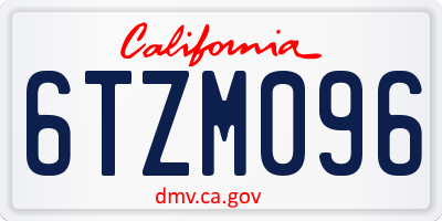 CA license plate 6TZM096