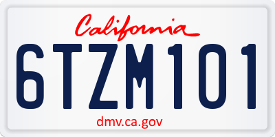 CA license plate 6TZM101
