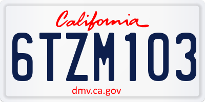 CA license plate 6TZM103