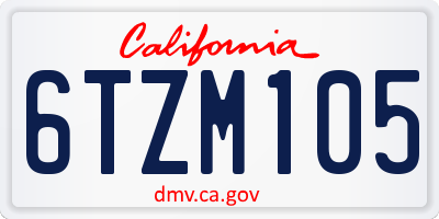 CA license plate 6TZM105