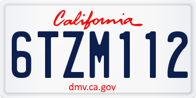 CA license plate 6TZM112