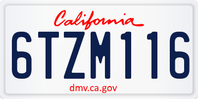 CA license plate 6TZM116