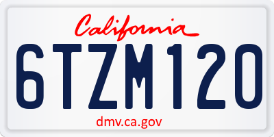 CA license plate 6TZM120