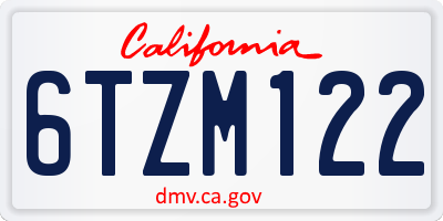 CA license plate 6TZM122