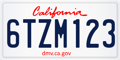 CA license plate 6TZM123