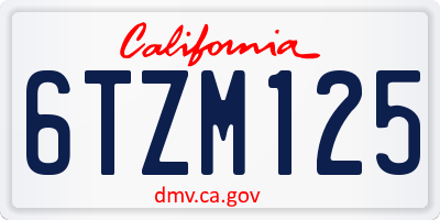 CA license plate 6TZM125
