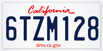 CA license plate 6TZM128