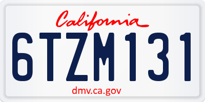 CA license plate 6TZM131