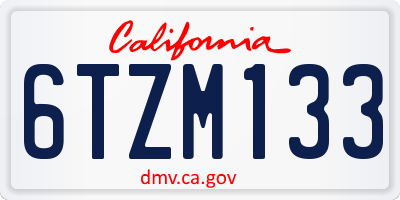 CA license plate 6TZM133