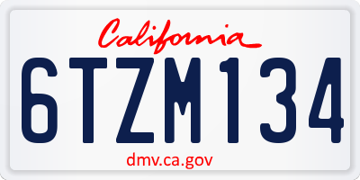 CA license plate 6TZM134