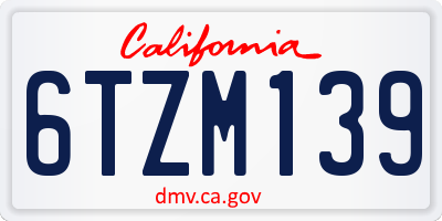 CA license plate 6TZM139