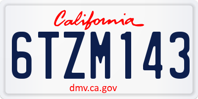 CA license plate 6TZM143