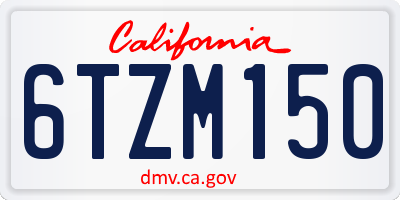 CA license plate 6TZM150