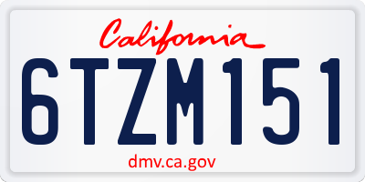 CA license plate 6TZM151