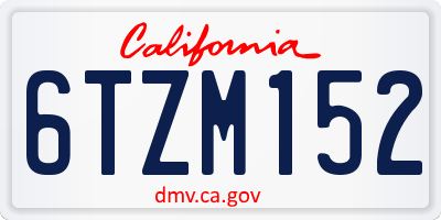 CA license plate 6TZM152