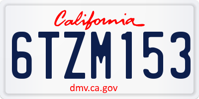 CA license plate 6TZM153