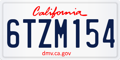 CA license plate 6TZM154