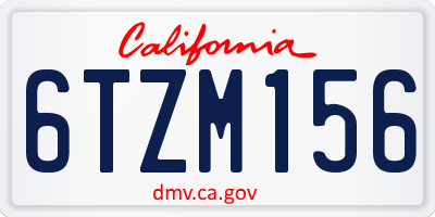 CA license plate 6TZM156