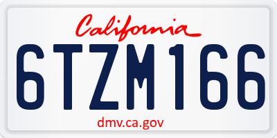 CA license plate 6TZM166