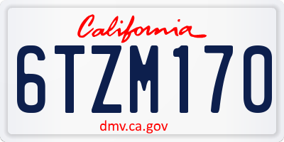 CA license plate 6TZM170