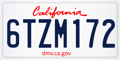 CA license plate 6TZM172