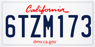 CA license plate 6TZM173