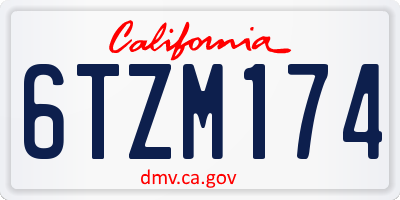 CA license plate 6TZM174