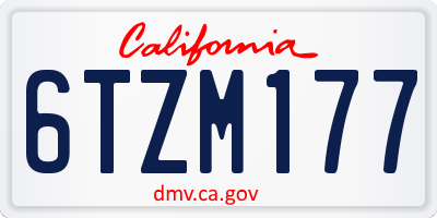 CA license plate 6TZM177