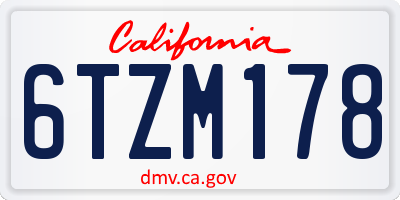 CA license plate 6TZM178