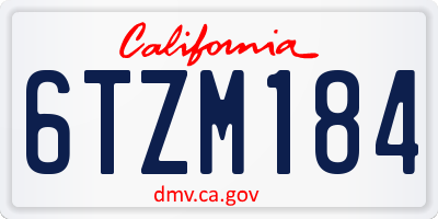 CA license plate 6TZM184