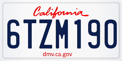 CA license plate 6TZM190