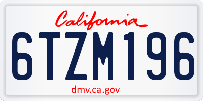 CA license plate 6TZM196
