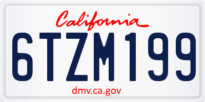 CA license plate 6TZM199